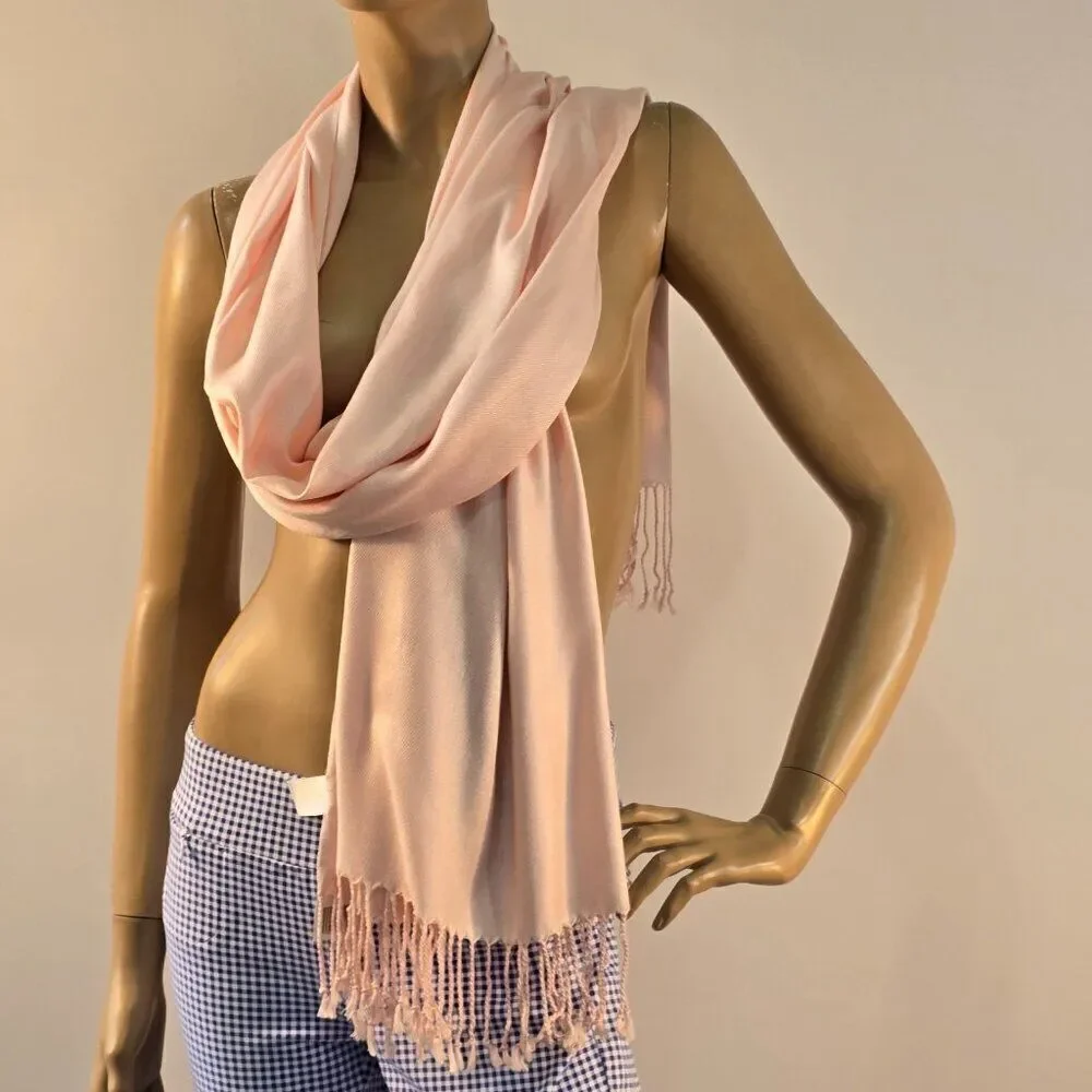 Isa & Stef Womens Shawl Fringe Wrap Scarf 78 x 27 Pale Rose Quartz Color